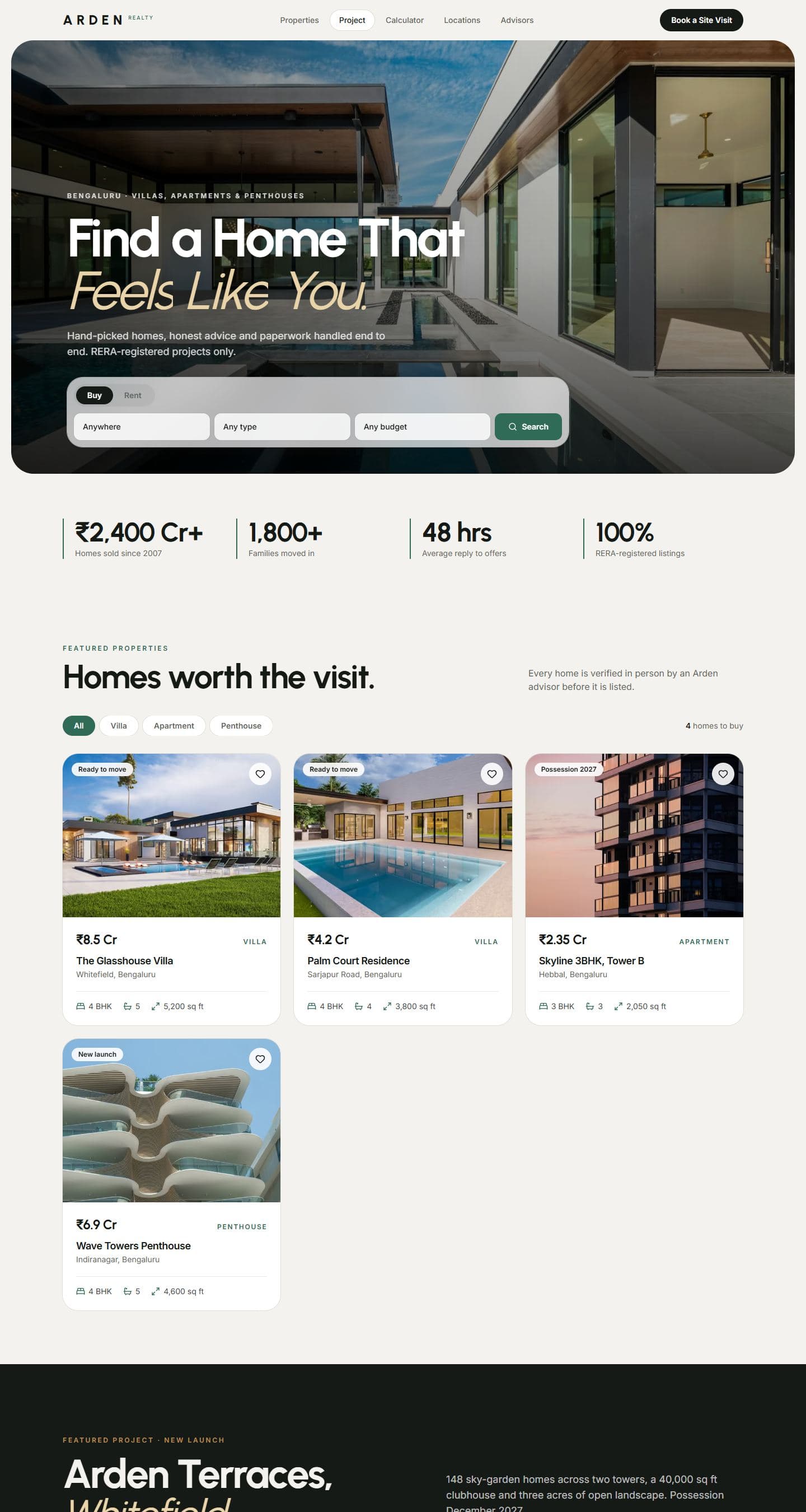 Preview of the Arden Realty template