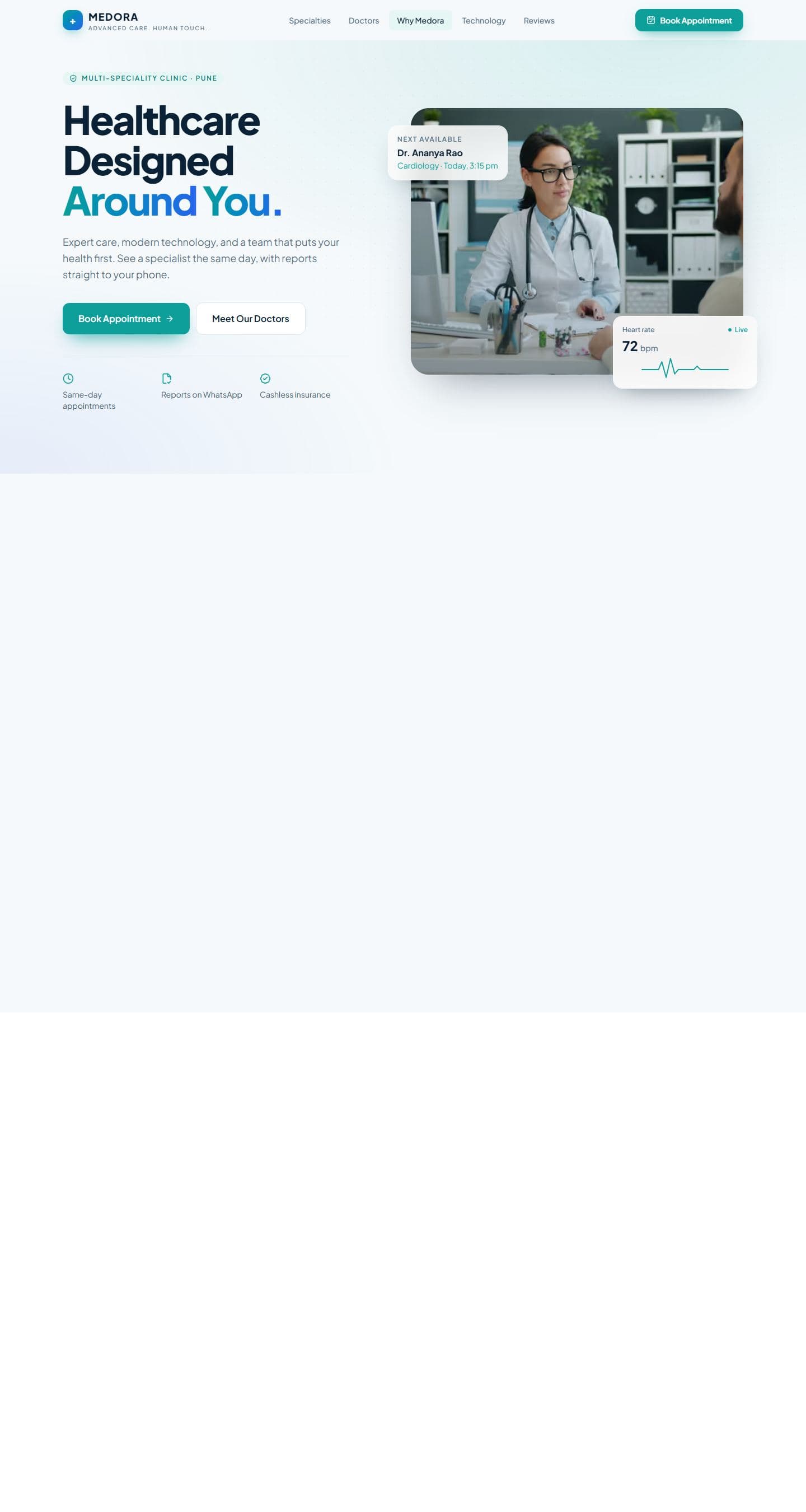 Preview of the Medora Health template
