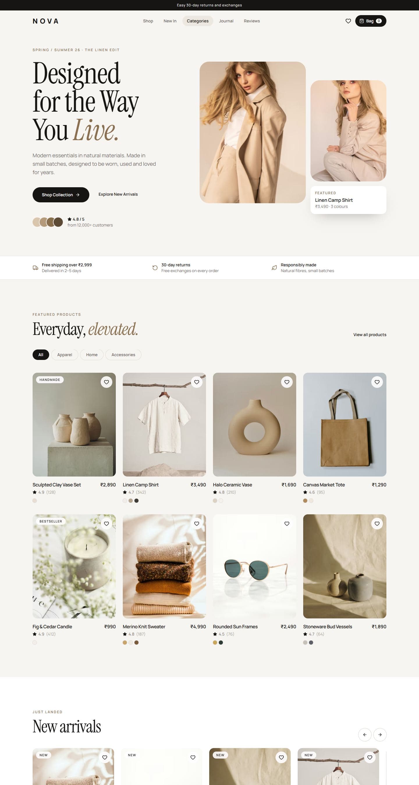 Preview of the Nova Commerce template