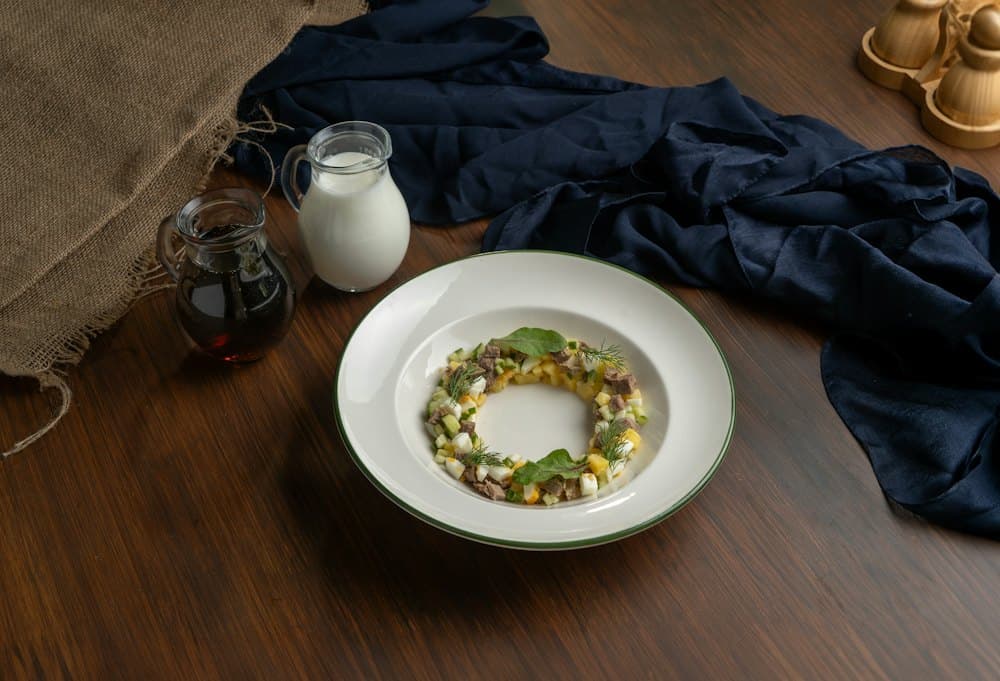 A plated dish seen from above