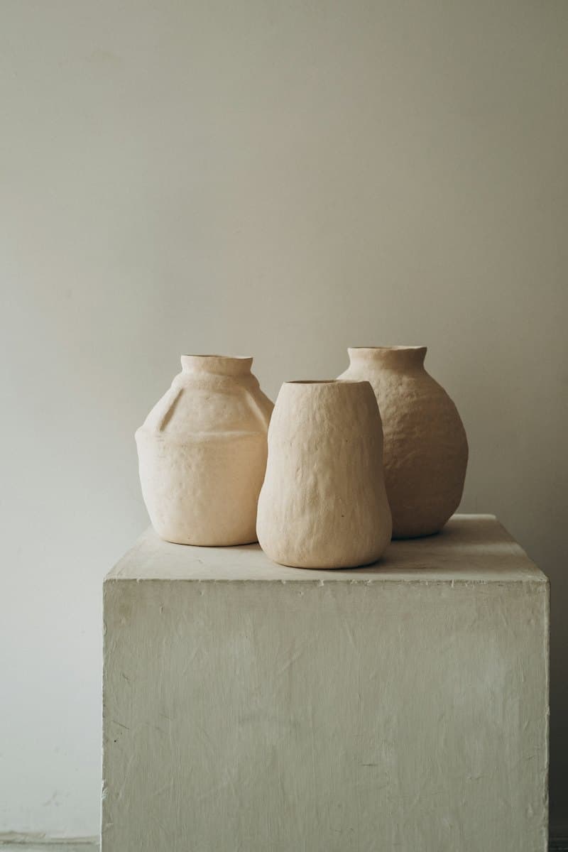 Sculpted Clay Vase Set