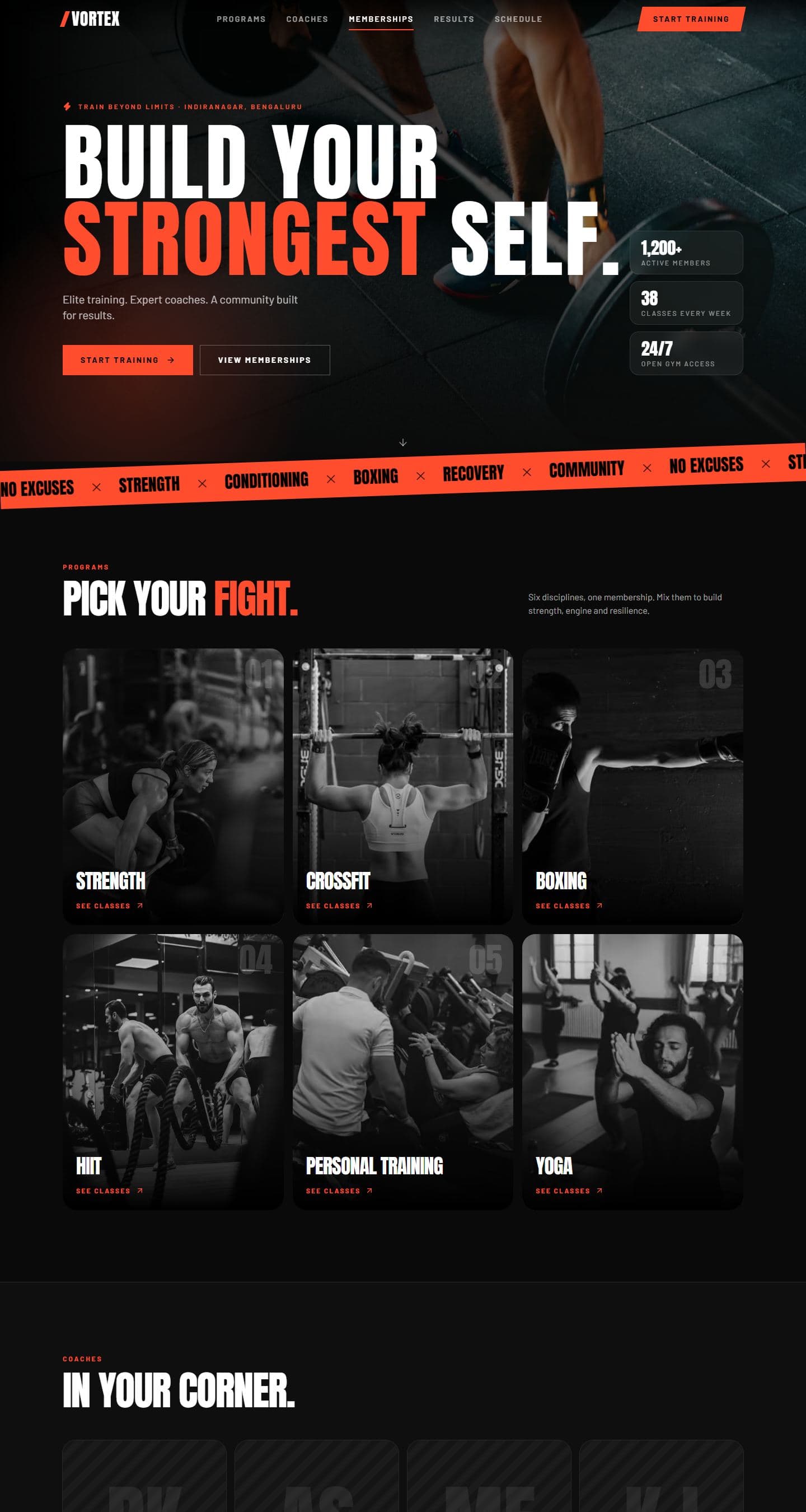 Preview of the Vortex Fitness template
