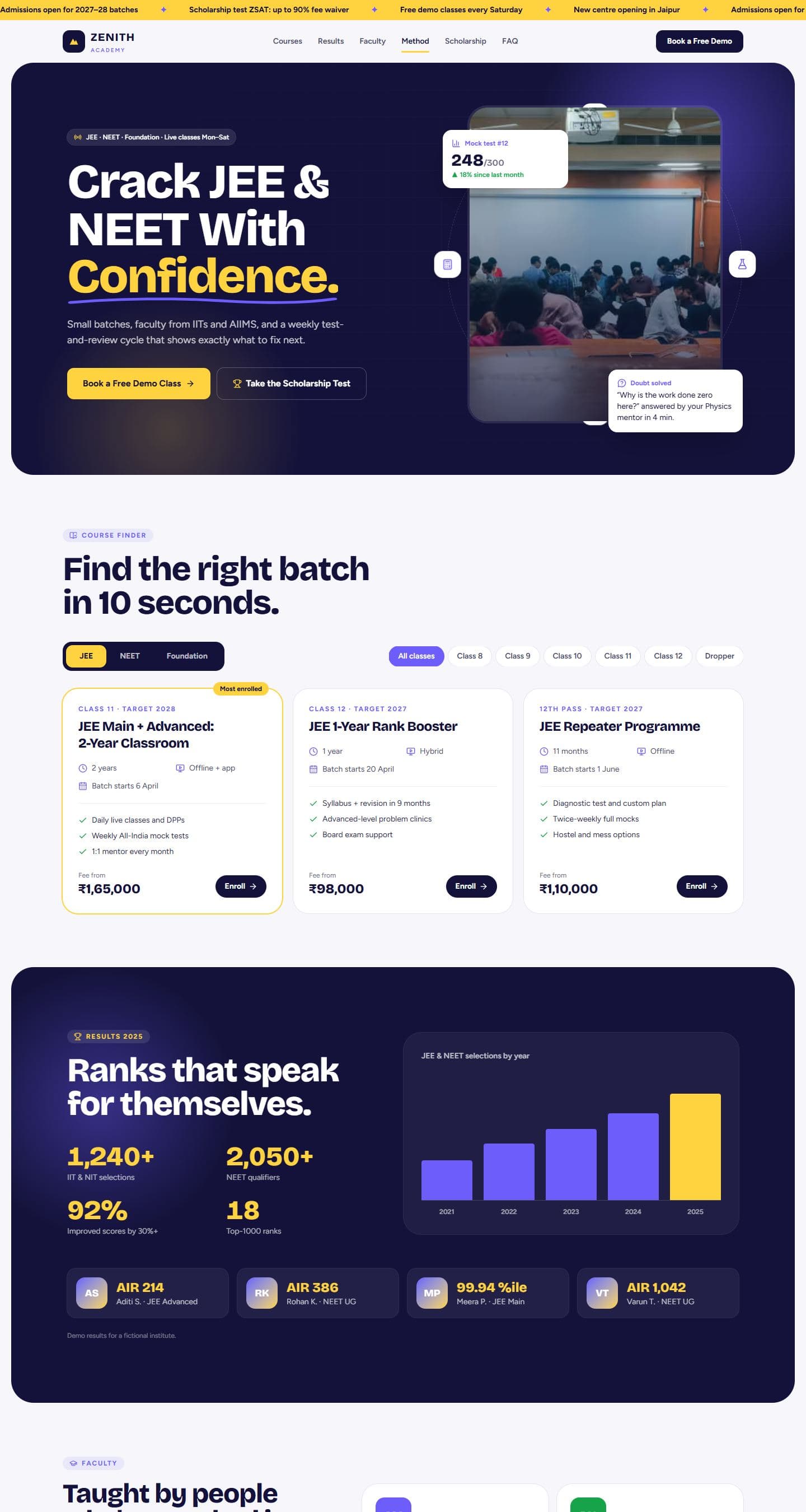 Preview of the Zenith Academy template